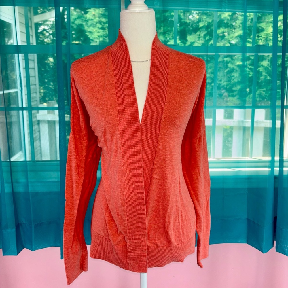 GAP Coral Burnt Orange Women's Open Front Cardigan Classic GAP Y2K Style Size XL